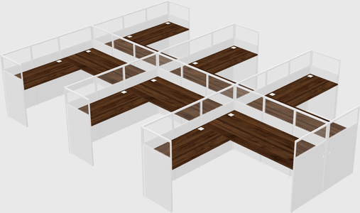 Shared l-shaped cubicle