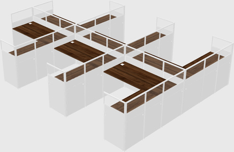 Shared l-shaped cubicle