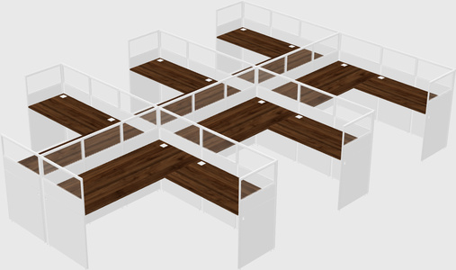Shared l-shaped cubicle