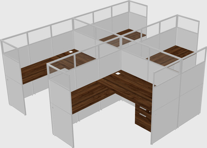 Shared l-shaped cubicle