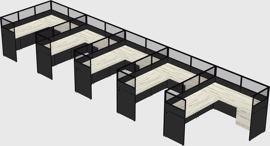 Shared l-shaped cubicle
