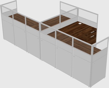 Shared l-shaped cubicle