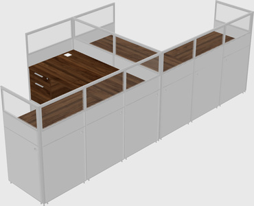Shared l-shaped cubicle