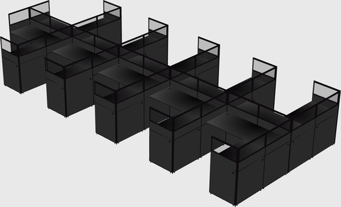 Shared l-shaped cubicle
