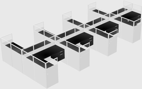Shared l-shaped cubicle