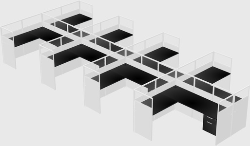 Shared l-shaped cubicle