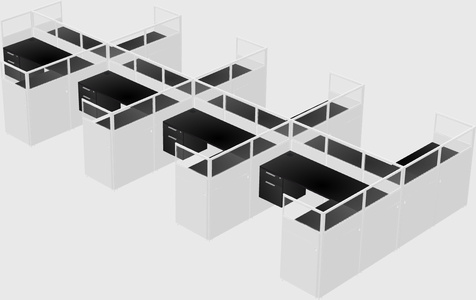 Shared l-shaped cubicle