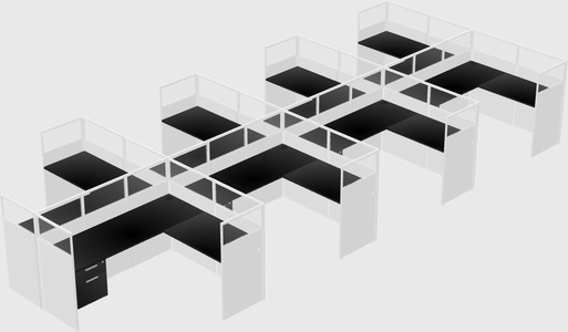 Shared l-shaped cubicle