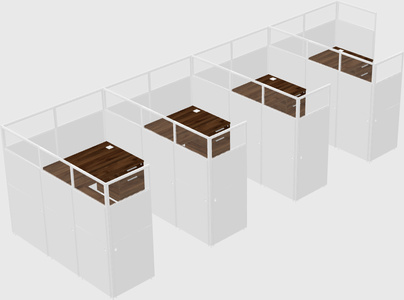 Shared l-shaped cubicle