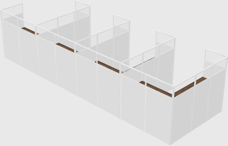 Shared l-shaped cubicle
