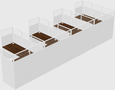 Shared l-shaped cubicle