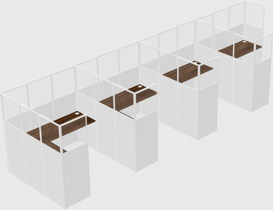 Shared l-shaped cubicle