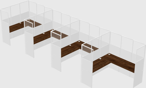 Shared l-shaped cubicle