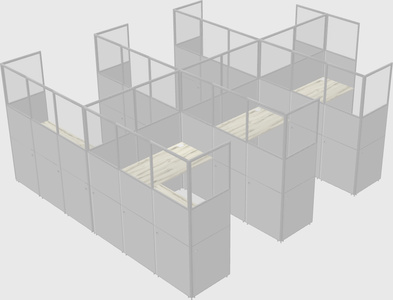 Shared l-shaped cubicle