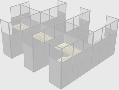 Shared l-shaped cubicle