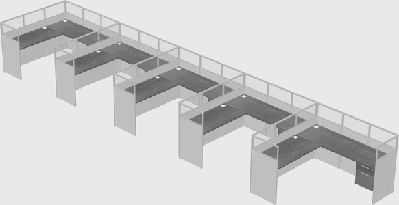 Shared l-shaped cubicle