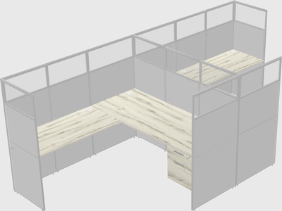 Shared l-shaped cubicle