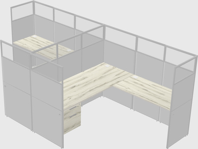 Shared l-shaped cubicle