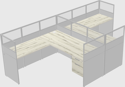 Shared l-shaped cubicle