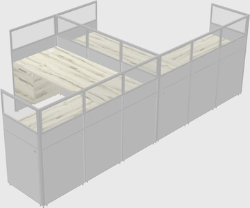 Shared l-shaped cubicle