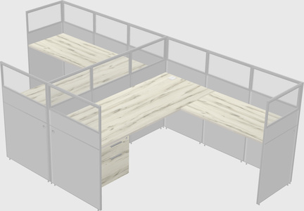 Shared l-shaped cubicle