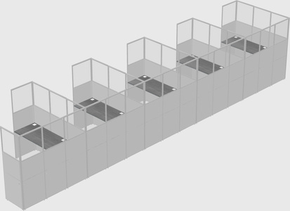 Shared l-shaped cubicle