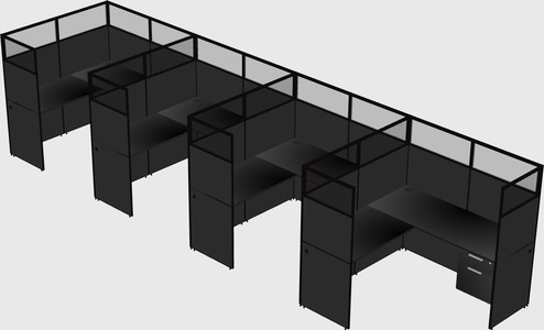 Shared l-shaped cubicle