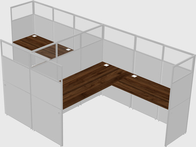 Shared l-shaped cubicle