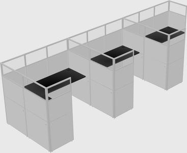 Shared l-shaped cubicle