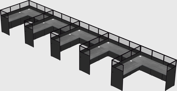 Shared l-shaped cubicle