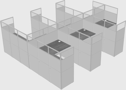 Shared l-shaped cubicle