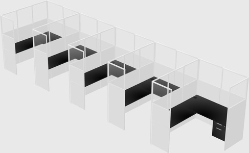 Shared l-shaped cubicle