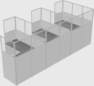Shared l-shaped cubicle