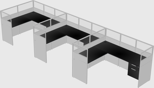Shared l-shaped cubicle