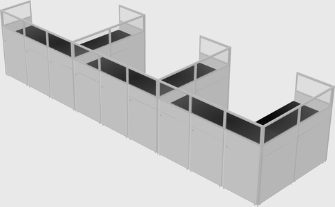 Shared l-shaped cubicle