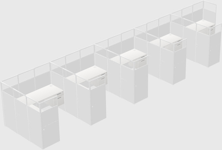 Shared l-shaped cubicle