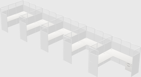 Shared l-shaped cubicle