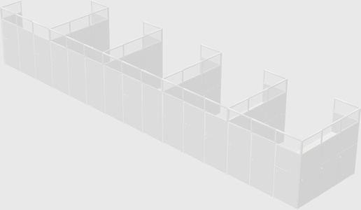 Shared l-shaped cubicle