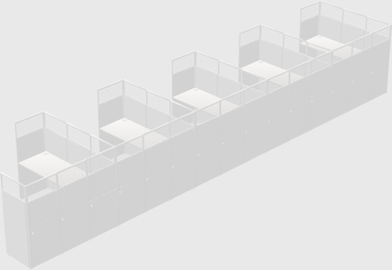 Shared l-shaped cubicle