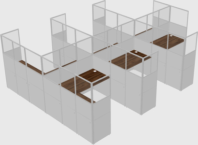 Shared l-shaped cubicle