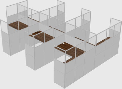 Shared l-shaped cubicle