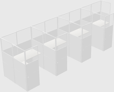 Shared l-shaped cubicle