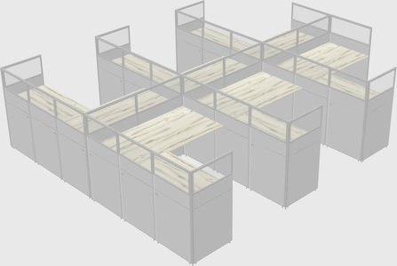 Shared l-shaped cubicle