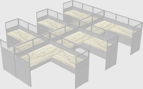 Shared l-shaped cubicle