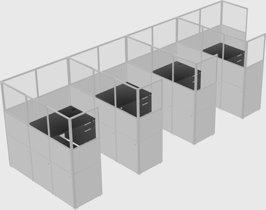 Shared l-shaped cubicle