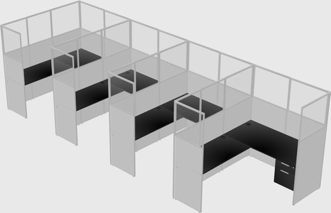 Shared l-shaped cubicle