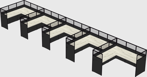 Shared l-shaped cubicle