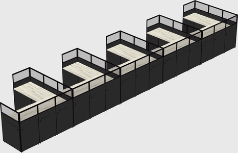 Shared l-shaped cubicle