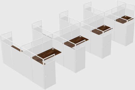 Shared l-shaped cubicle