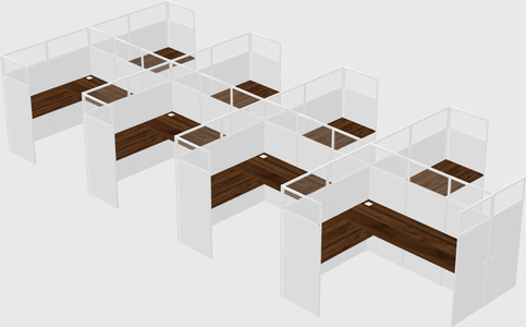 Shared l-shaped cubicle